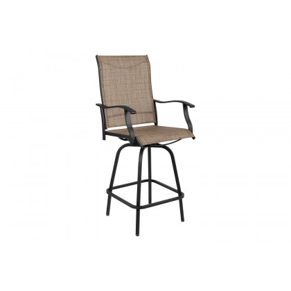 BLNK Valerie All-Weather Swivel Textilene Patio Bar Height Stools with High Back and Armrests Set of 2 - Brown