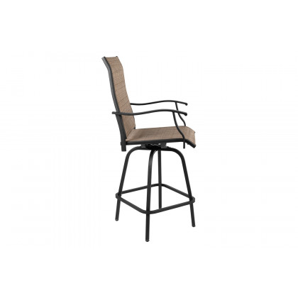 BLNK Valerie All-Weather Swivel Textilene Patio Bar Height Stools with High Back and Armrests Set of 2 - Brown