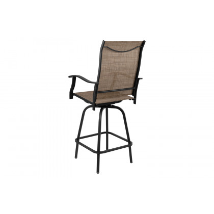BLNK Valerie All-Weather Swivel Textilene Patio Bar Height Stools with High Back and Armrests Set of 2 - Brown