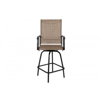 BLNK Valerie All-Weather Swivel Textilene Patio Bar Height Stools with High Back and Armrests Set of 2 - Brown