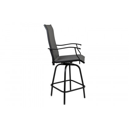 BLNK Valerie All-Weather Swivel Textilene Patio Bar Height Stools with High Back and Armrests Set of 2 - Gray