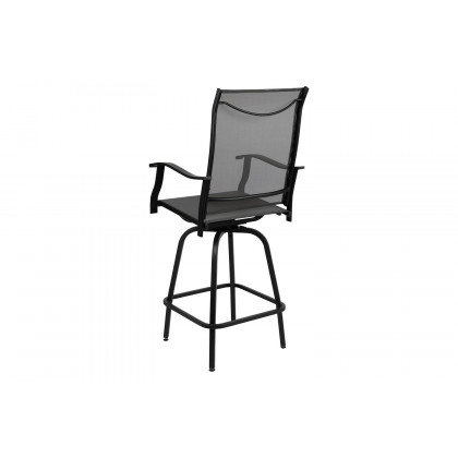 BLNK Valerie All-Weather Swivel Textilene Patio Bar Height Stools with High Back and Armrests Set of 2 - Gray