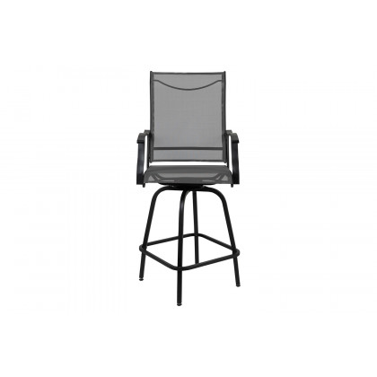 BLNK Valerie All-Weather Swivel Textilene Patio Bar Height Stools with High Back and Armrests Set of 2 - Gray