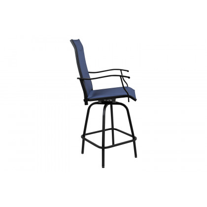 BLNK Valerie All-Weather Swivel Textilene Patio Bar Height Stools with High Back and Armrests Set of 2 - Navy