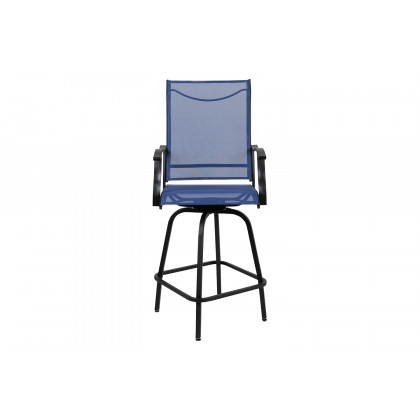 BLNK Valerie All-Weather Swivel Textilene Patio Bar Height Stools with High Back and Armrests Set of 2 - Navy