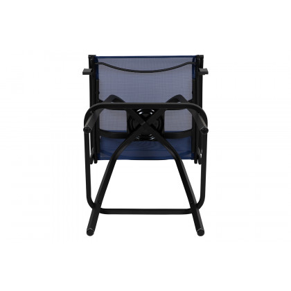 BLNK Valerie All-Weather Swivel Textilene Patio Bar Height Stools with High Back and Armrests Set of 2 - Navy