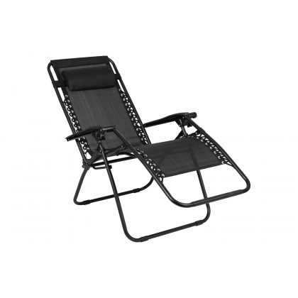 BLNK Celestial Celestial Adjustable Folding Mesh Zero Gravity Reclining Lounge Chair with Pillow and Cup Holder Tray Set of 2 - Black