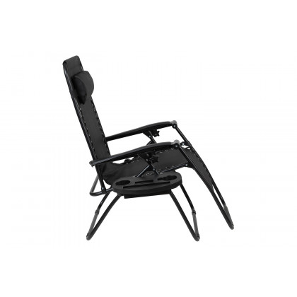 BLNK Celestial Celestial Adjustable Folding Mesh Zero Gravity Reclining Lounge Chair with Pillow and Cup Holder Tray Set of 2 - Black