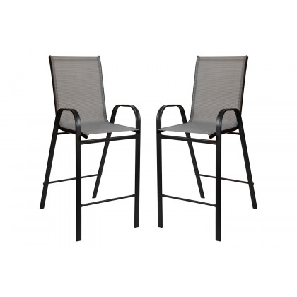 BLNK - Brazos Outdoor Bar Stools with Flex Comfort Material and Metal Frame 2 Pack
