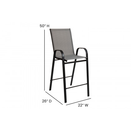 BLNK Brazos Outdoor Bar Stools with Flex Comfort Material and Metal Frame 2 Pack - Gray