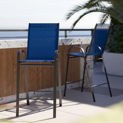 BLNK - Brazos Outdoor Bar Stools with Flex Comfort Material and Metal Frame 2 Pack