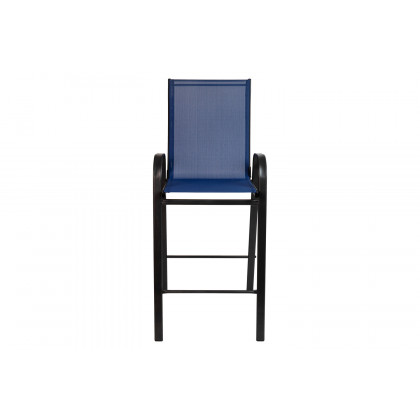 BLNK Brazos Outdoor Bar Stools with Flex Comfort Material and Metal Frame 2 Pack - Navy