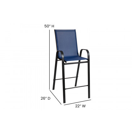 BLNK Brazos Outdoor Bar Stools with Flex Comfort Material and Metal Frame 2 Pack - Navy