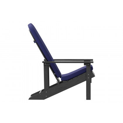 BLNK Charlestown All-Weather Poly Resin Wood Adirondack Chairs Set of 2 - Slate Gray, with Blue Cushions