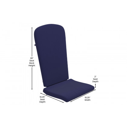 BLNK Charlestown All-Weather Poly Resin Wood Adirondack Chairs Set of 2 - Slate Gray, with Blue Cushions