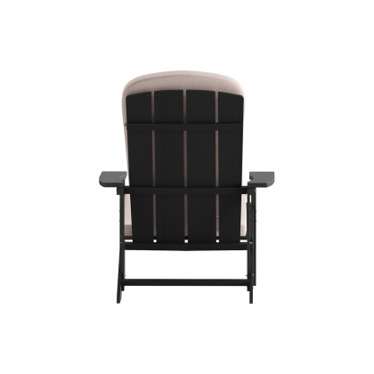 BLNK Charlestown All-Weather Poly Resin Wood Adirondack Chairs Set of 2 - Gray, with Cream Cushions