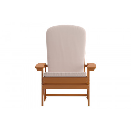 BLNK Charlestown All-Weather Poly Resin Wood Adirondack Chairs Set of 2 - Teak, with Cream Cushions