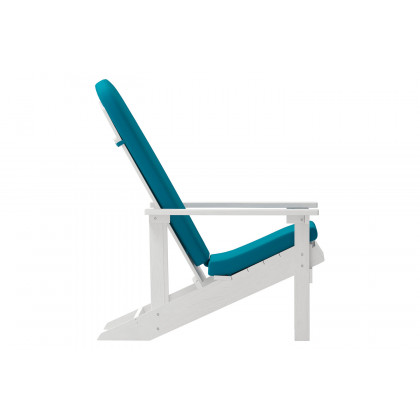 BLNK Charlestown All-Weather Poly Resin Wood Adirondack Chairs Set of 2 - White, with Teal Cushions