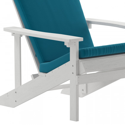BLNK Charlestown All-Weather Poly Resin Wood Adirondack Chairs Set of 2 - White, with Teal Cushions