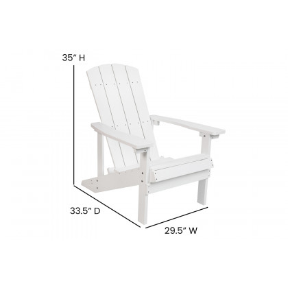 BLNK Charlestown All-Weather Poly Resin Wood Adirondack Chairs Set of 2 - White, with Teal Cushions
