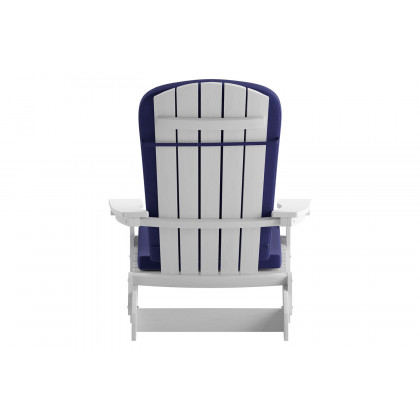 BLNK Charlestown All-Weather Poly Resin Folding Adirondack Chairs Set of 2 - White, with Blue Cushions