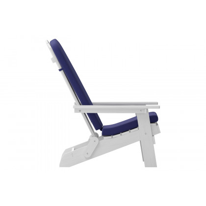 BLNK Charlestown All-Weather Poly Resin Folding Adirondack Chairs Set of 2 - White, with Blue Cushions
