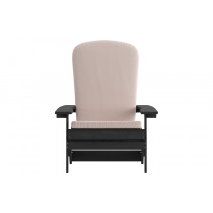 BLNK Charlestown All-Weather Poly Resin Folding Adirondack Chairs Set of 2 - Black, with Cream Cushions