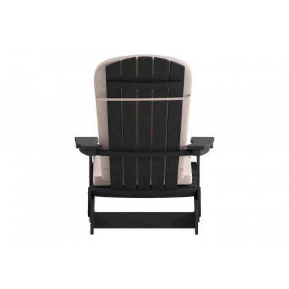 BLNK Charlestown All-Weather Poly Resin Folding Adirondack Chairs Set of 2 - Black, with Cream Cushions