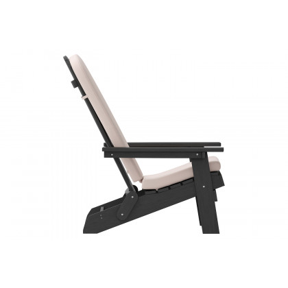 BLNK Charlestown All-Weather Poly Resin Folding Adirondack Chairs Set of 2 - Black, with Cream Cushions