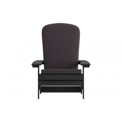 BLNK Charlestown All-Weather Poly Resin Folding Adirondack Chairs Set of 2 - Black, with Gray Cushions