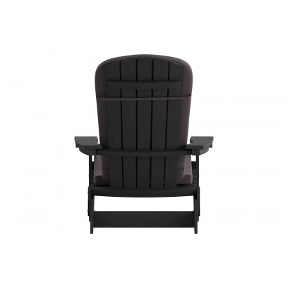 BLNK Charlestown All-Weather Poly Resin Folding Adirondack Chairs Set of 2 - Black, with Gray Cushions