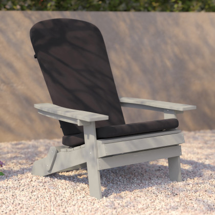 BLNK Charlestown All-Weather Poly Resin Folding Adirondack Chairs Set of 2 - Gray, with Gray Cushions