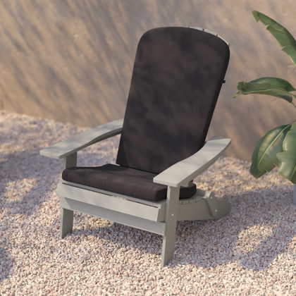 BLNK Charlestown All-Weather Poly Resin Folding Adirondack Chairs Set of 2 - Gray, with Gray Cushions