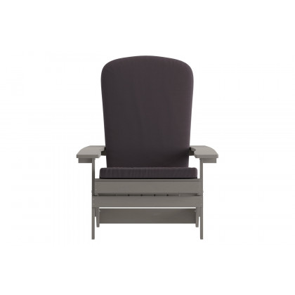 BLNK Charlestown All-Weather Poly Resin Folding Adirondack Chairs Set of 2 - Gray, with Gray Cushions
