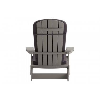 BLNK Charlestown All-Weather Poly Resin Folding Adirondack Chairs Set of 2 - Gray, with Gray Cushions