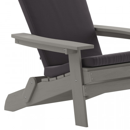 BLNK Charlestown All-Weather Poly Resin Folding Adirondack Chairs Set of 2 - Gray, with Gray Cushions