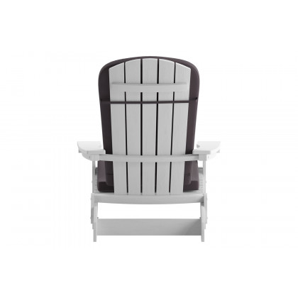BLNK Charlestown All-Weather Poly Resin Folding Adirondack Chairs Set of 2 - White, with Gray Cushions