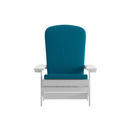 BLNK Charlestown All-Weather Poly Resin Folding Adirondack Chairs Set of 2 - White, with Teal Cushions