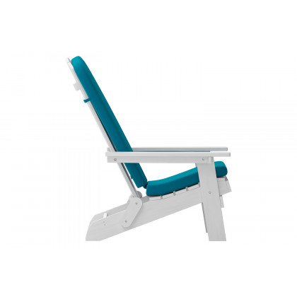 BLNK Charlestown All-Weather Poly Resin Folding Adirondack Chairs Set of 2 - White, with Teal Cushions