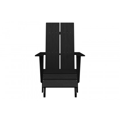 BLNK Sawyer All-Weather Poly Resin Wood Adirondack Chairs with Foot Rests Set of 2 - Black
