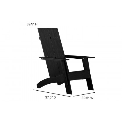 BLNK Sawyer All-Weather Poly Resin Wood Adirondack Chairs with Foot Rests Set of 2 - Black