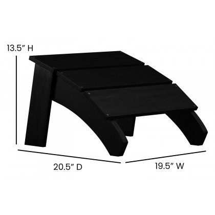 BLNK Sawyer All-Weather Poly Resin Wood Adirondack Chairs with Foot Rests Set of 2 - Black