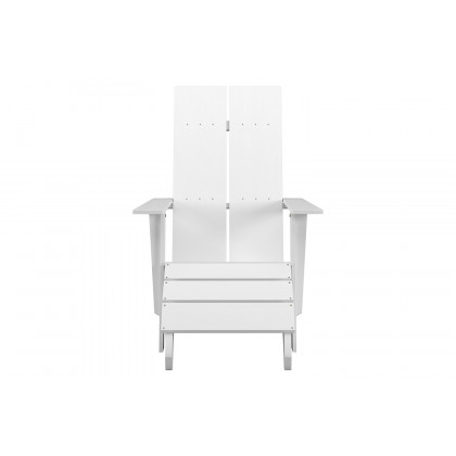 BLNK Sawyer All-Weather Poly Resin Wood Adirondack Chairs with Foot Rests Set of 2 - White