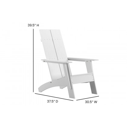 BLNK Sawyer All-Weather Poly Resin Wood Adirondack Chairs with Foot Rests Set of 2 - White