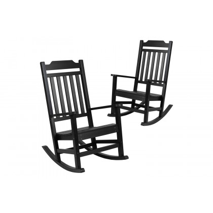 BLNK Winston All-Weather Faux Wood Rocking Chair Set of 2 - Black