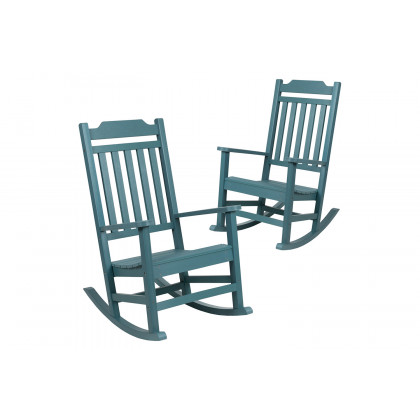 BLNK Winston All-Weather Faux Wood Rocking Chair Set of 2 - Teal