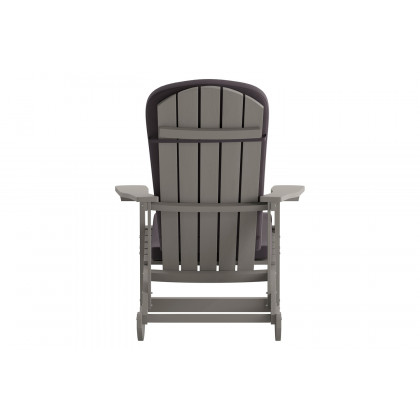 BLNK Savannah Poly Resin Wood All-Weather Adirondack Rocking Chairs with Gray Cushions for Deck, Porch, and Patio Set of 2 - Gray