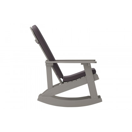 BLNK Savannah Poly Resin Wood All-Weather Adirondack Rocking Chairs with Gray Cushions for Deck, Porch, and Patio Set of 2 - Gray