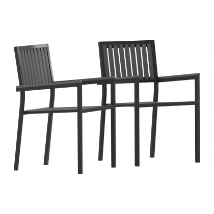 BLNK - Harris Commercial Indoor-Outdoor Stacking Club Chairs with Black Poly Resin Slatted Backs and Seats Set of 2