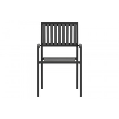 BLNK - Harris Commercial Indoor-Outdoor Stacking Club Chairs with Black Poly Resin Slatted Backs and Seats Set of 2